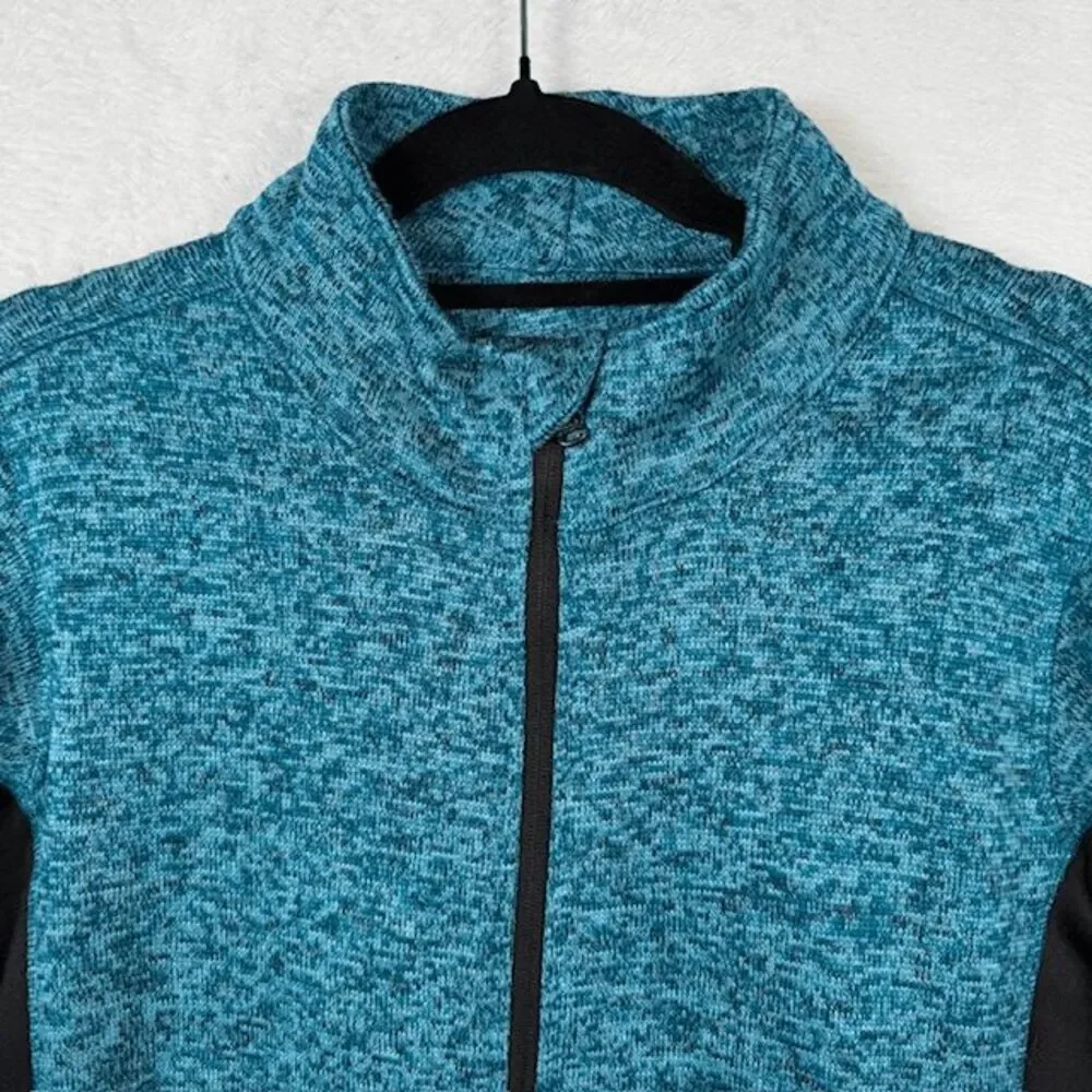 Andrew Marc New‎ York Full Zip Sweater Jacket Heathered Teal Black Size Large